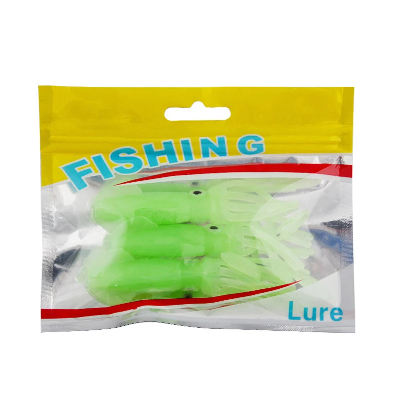 DestRes de pesca en forma de calamar verde brillante para atrapar peces