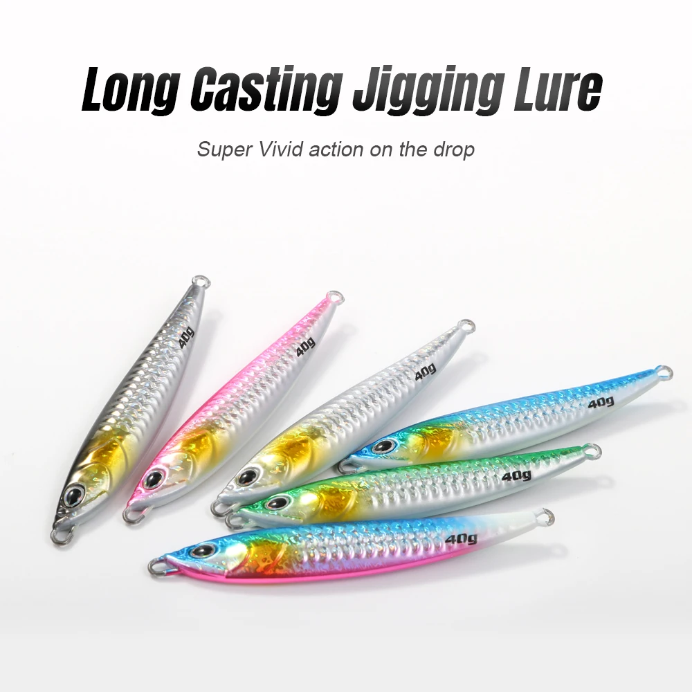 JIGGING PRO S-CAST 40g plantilla de fundición larga forma de S señuelo de Jigging Shore agua salada plantilla de Metal caballa atún lubina - imagen 5