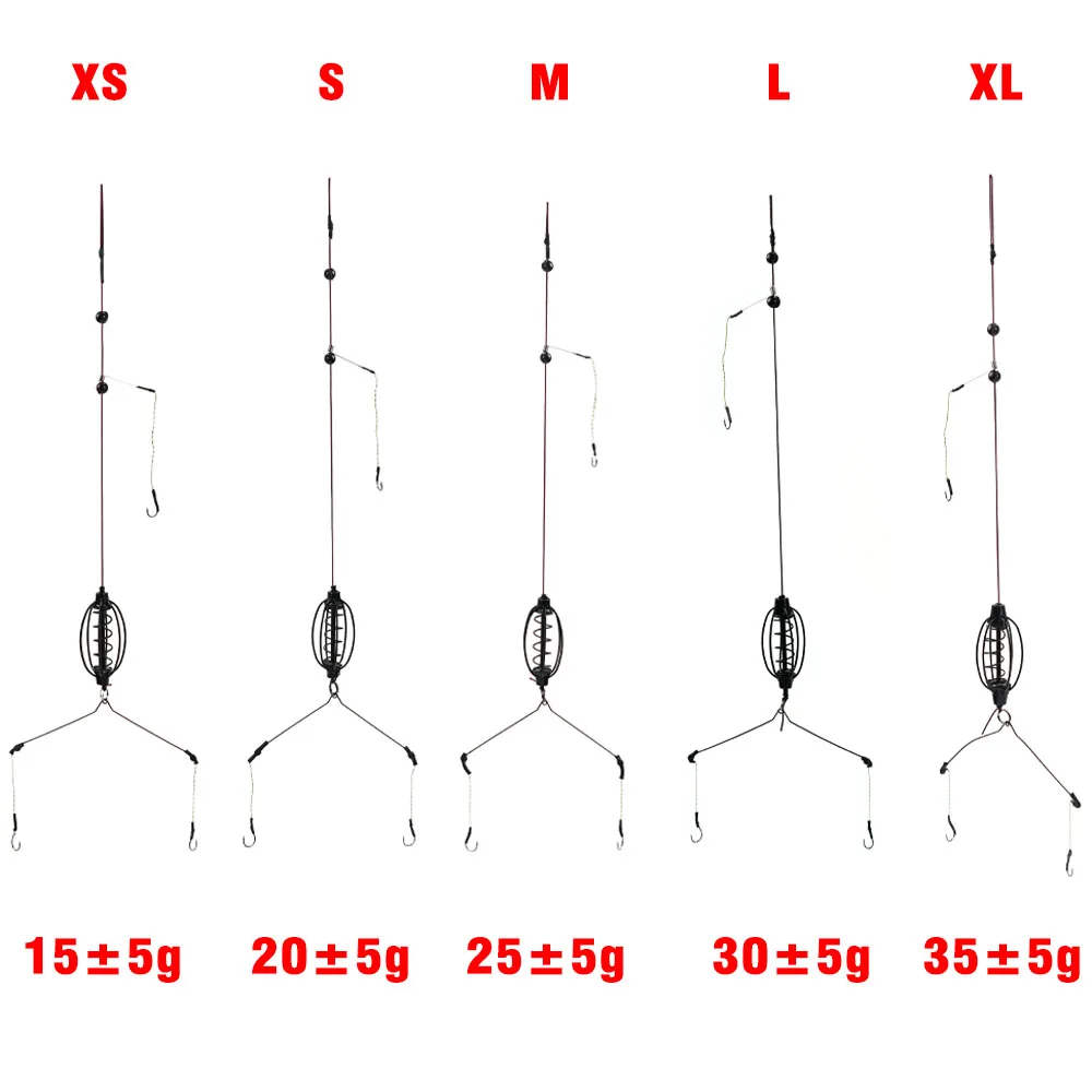 1 Juego de alimentador de pesca de carpa, cebos de pesca, jaulas, juego de aparejo de anzuelo, alimentador de método en línea, accesorios para aparejos de pesca - imagen 2