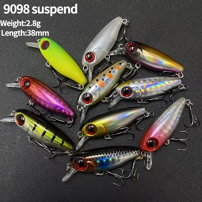 Señuelo de pesca de pececillo suspendido, Mini cebo Artificial de agua dulce, Wobblers para trucha, perca, accesorios de aparejos de pesca, 38mm, 2,8g - imagen 2