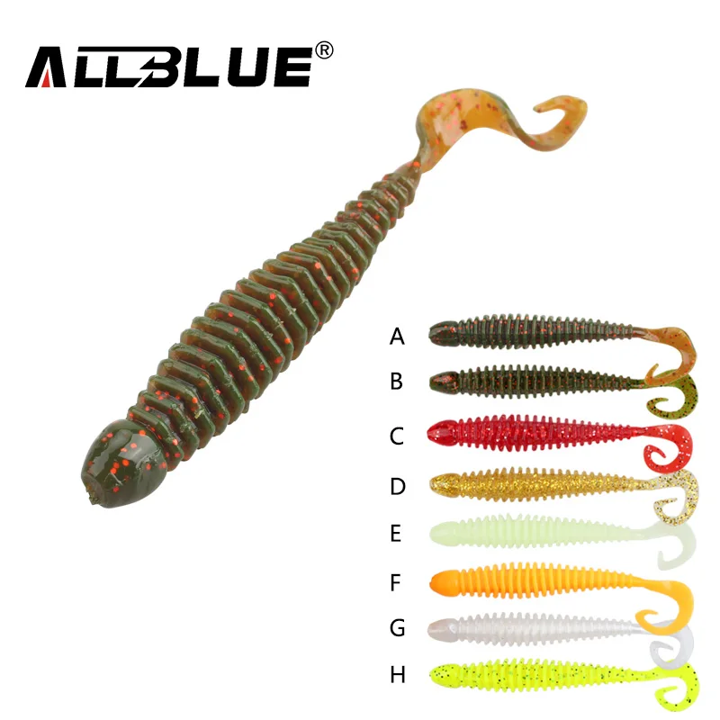 ALLBLUE Saturn 105mm 9g señuelo suave gusano de una sola cola larva 6 unids/lote cebo de plástico Artificial de silicona lubina Swimbait aparejos de Lucio - imagen 4