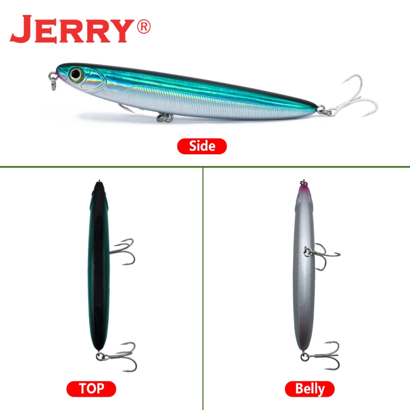Jerry Surface Pencil Señuelo flotante 110 mm / 4,5in Topwater Stickbait Sonajero Rock Spinning Pesca Cebo duro para pesca de lubina - imagen 2