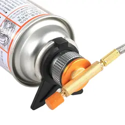 Adaptador de butano de aleación de aluminio y poliamida, cabezal de estufa dividido, adaptador de tanque de Gas tipo tarjeta negra, fácil conexión, soporte estable