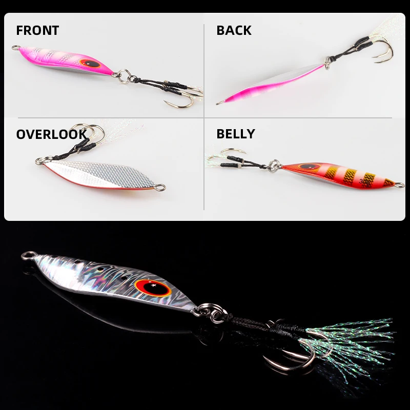 MAGIC WORKS-Señuelos de Pesca con plantilla de Metal, 14g, 20g, 30g, 40g, 60g, cuchara de Jigging lento, cebo Artificial para lubina, Pesca de agua salada - imagen 5