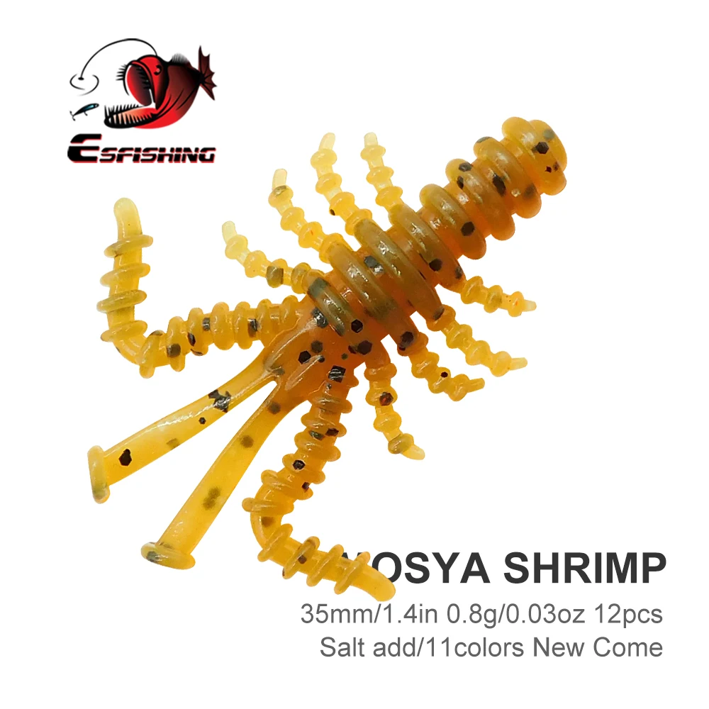 ESFISHING nueva calidad Mini Craw Mosya camarones 35mm 12 Uds cebo suave señuelo de pesca para perca Lucio trucha Peche