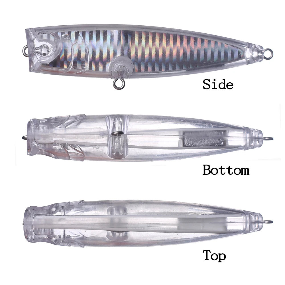 Chan'sHuang-Cebo en blanco sin pintar, 10 piezas, 11cm, 20g, lámina de superficie interior, sonajeros holográficos, Popper, señuelo de pesca Artificial DIY - imagen 3