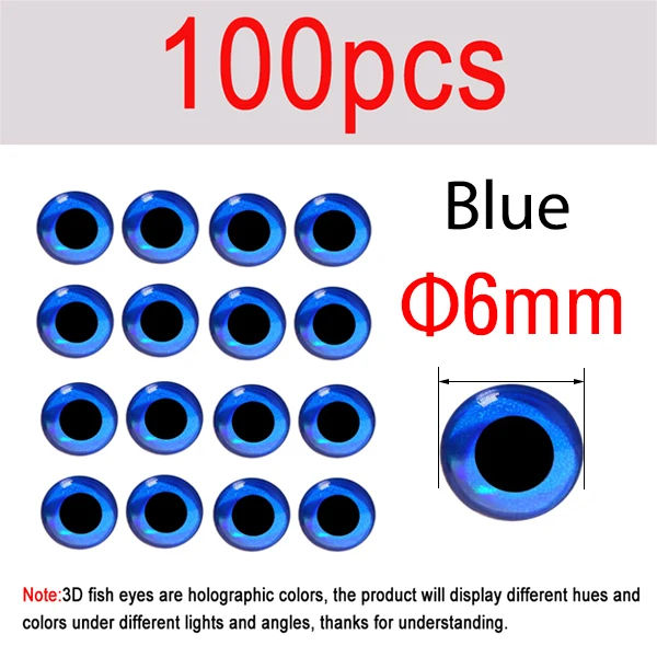 100pcs blue 6mm