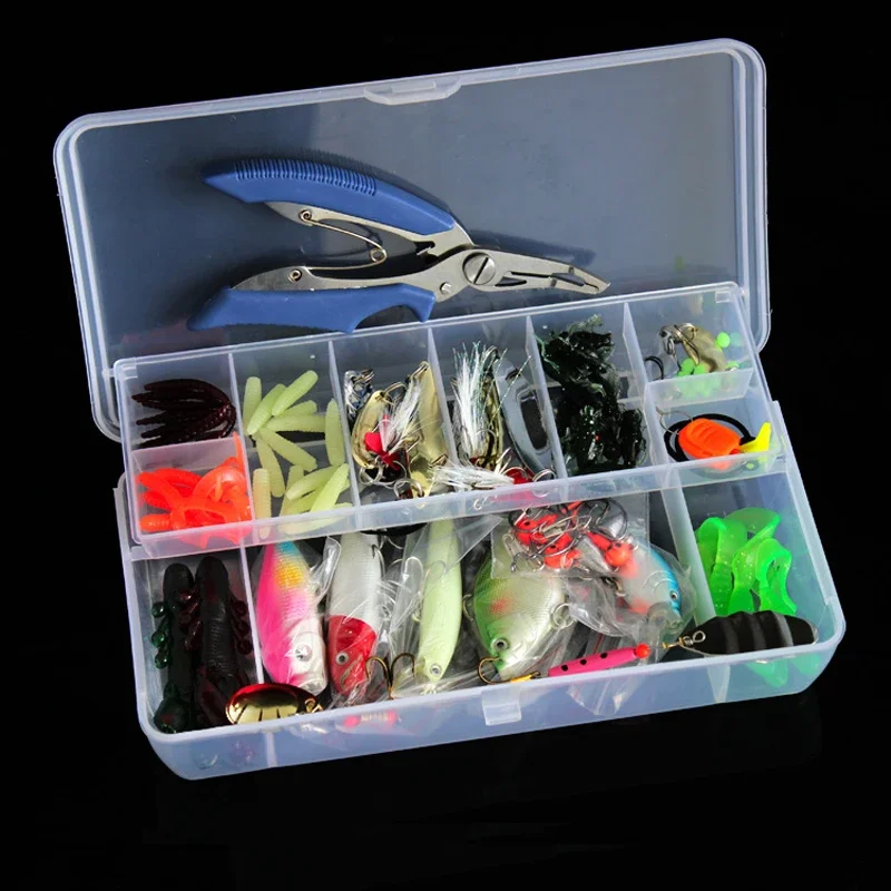 Kit de Señuelos de Pesca de piezas, cebo Artificial con anzuelo, Minnow/Popper, cuchara giratoria, 100 - imagen 2