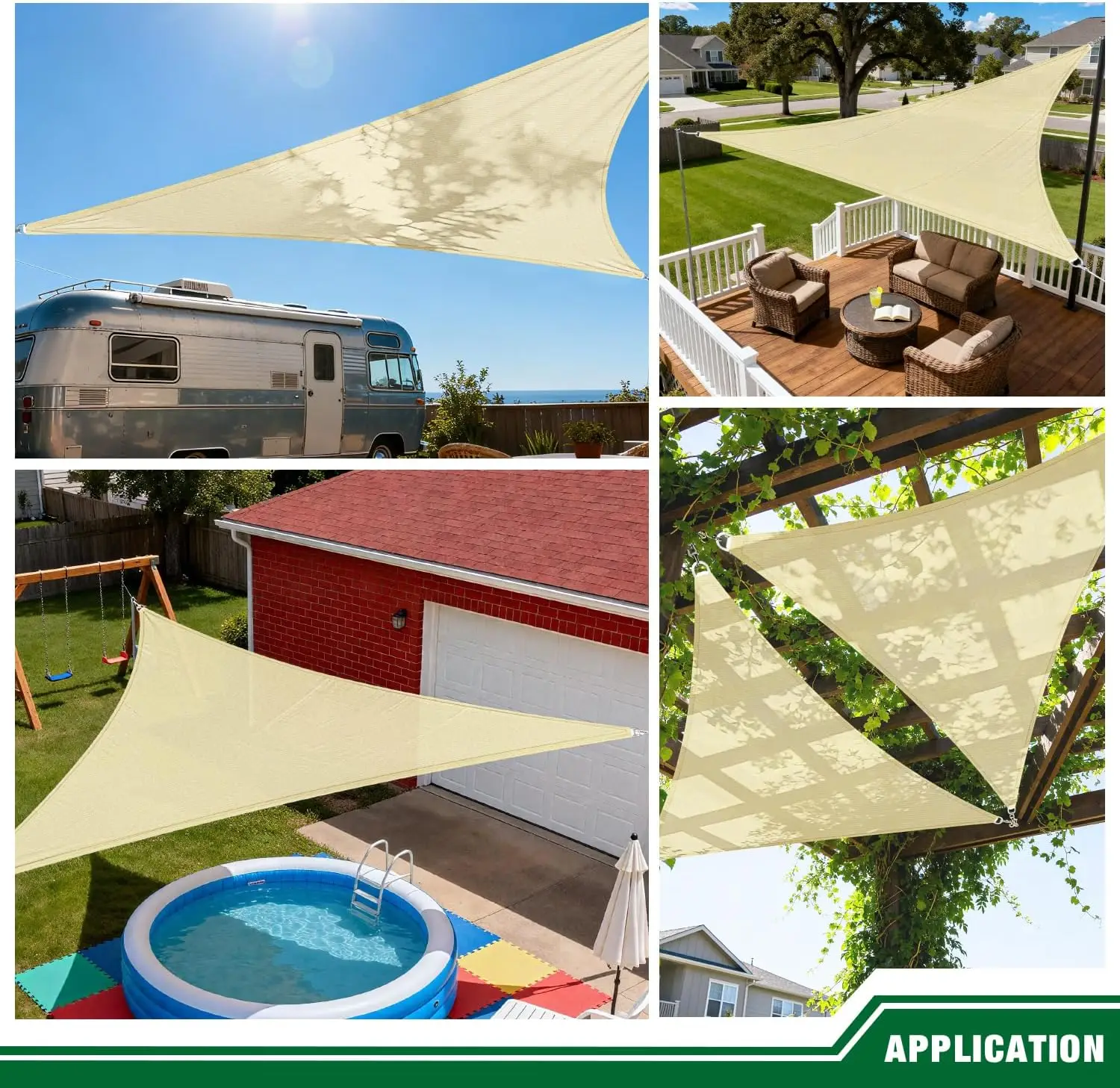 Toldo triangular impermeable con protección UV 98% y cuerda incluida - imagen 5