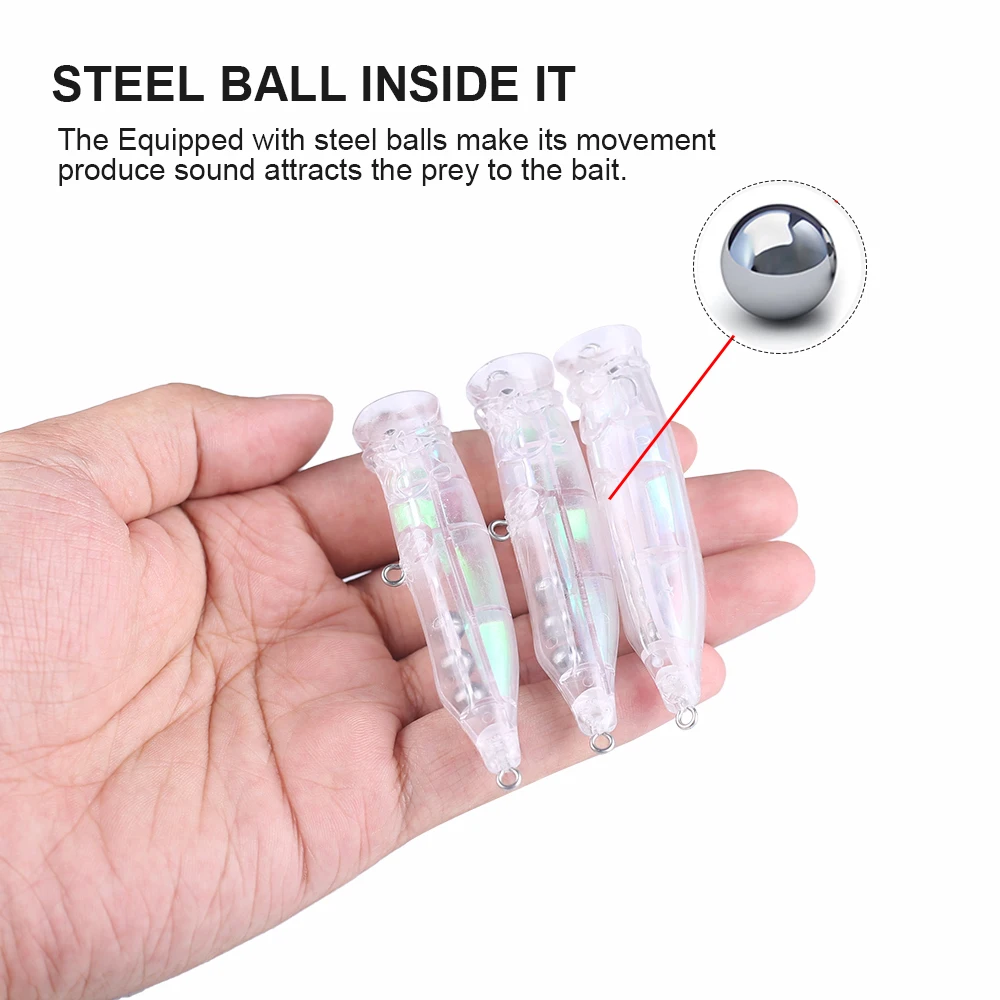 Hanlin-señuelo de pesca de plástico duro holográfico, 10/20 piezas, 70mm/8G, sin pintar, aparejos flotantes de lubina - imagen 4