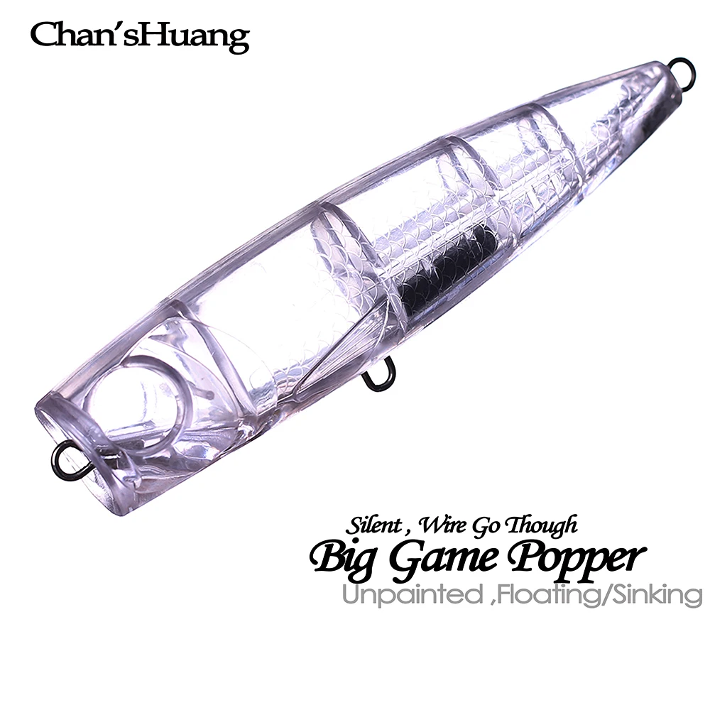 Chan'sHuang, 5 uds., cebo en blanco sin pintar, flotante/hundimiento, gran juego Popper Wire Go Through, señuelo de pesca Artificial DIY - imagen 5