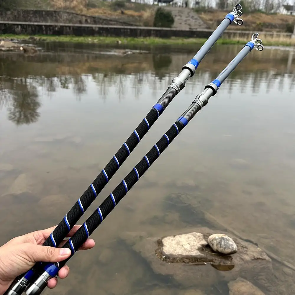 Caña de pescar giratoria de fibra de carbono telescópica de 2,1 m-3,6 m, caña de pescar de mar grande, caña de lanzamiento súper dura de larga distancia con enchufe de tierra - imagen 3