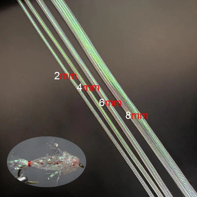 Tubo Mylar holográfico blanco perla 4m para atar moscas - imagen 3