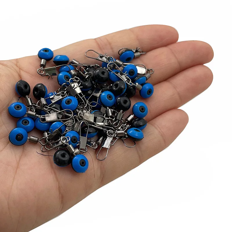 100 unids/caja pesca flotante frijoles espaciales girar Bobber conectores pesca en el mar aparejos de agua salada caja equipo giratorio señuelo de Metal - imagen 5