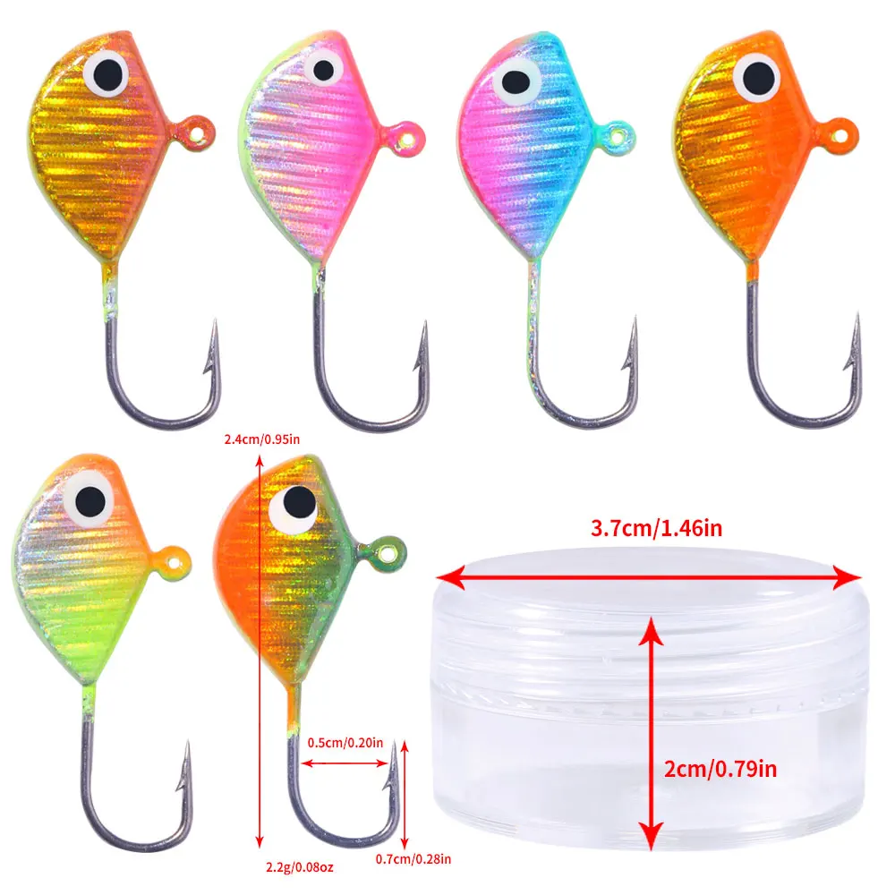 Plantillas de pesca en hielo para invierno, 6/8/48 Uds., para lubina, perca, tipo Crappie, 0,5-2,6g, juego de cebo de pesca Artificial, anzuelos con cabeza de plantilla, aparejos de pesca - imagen 5