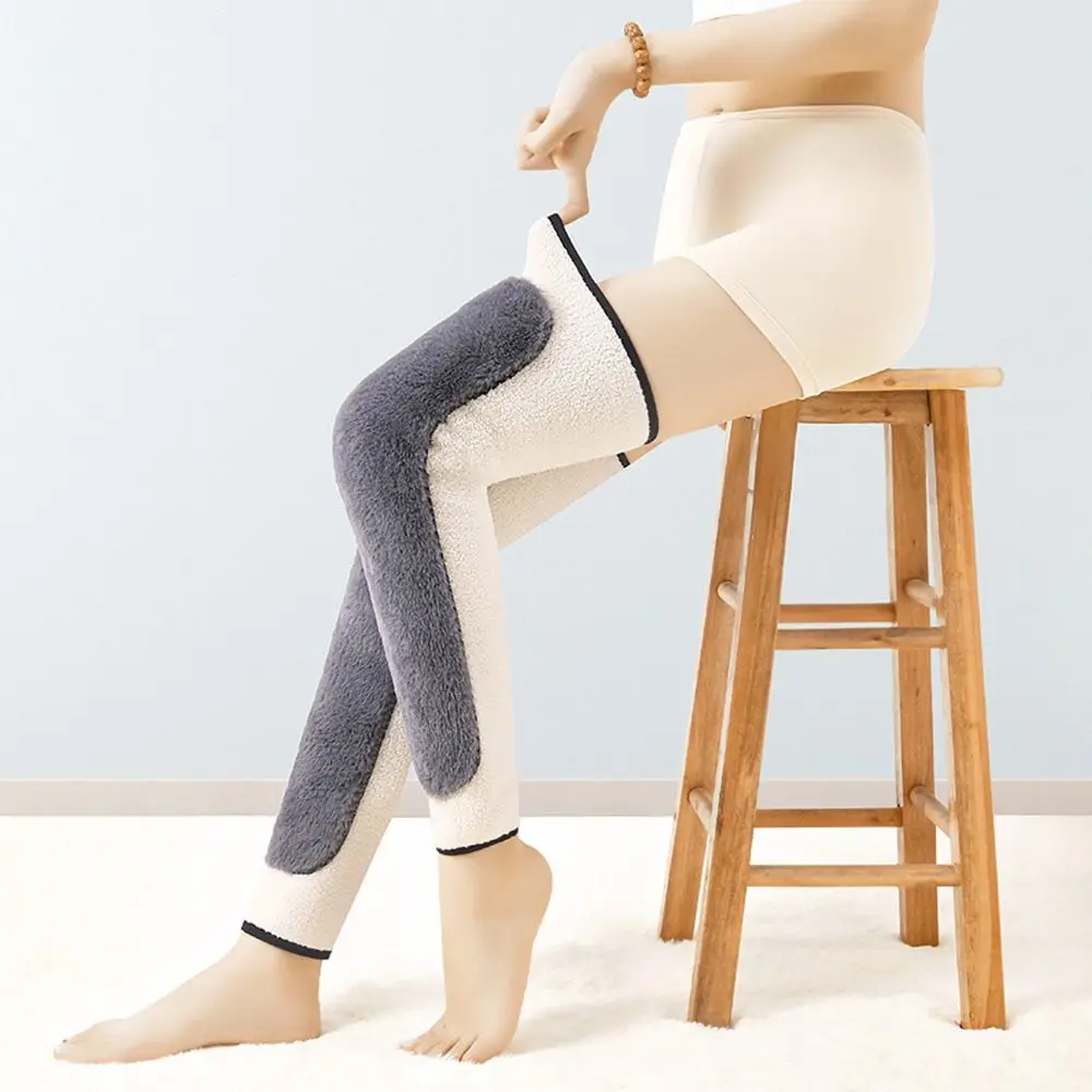 Rodilleras duraderas de terciopelo para invierno, mangas universales a prueba de viento para piernas, rodillera elástica gruesa, Unisex - imagen 3