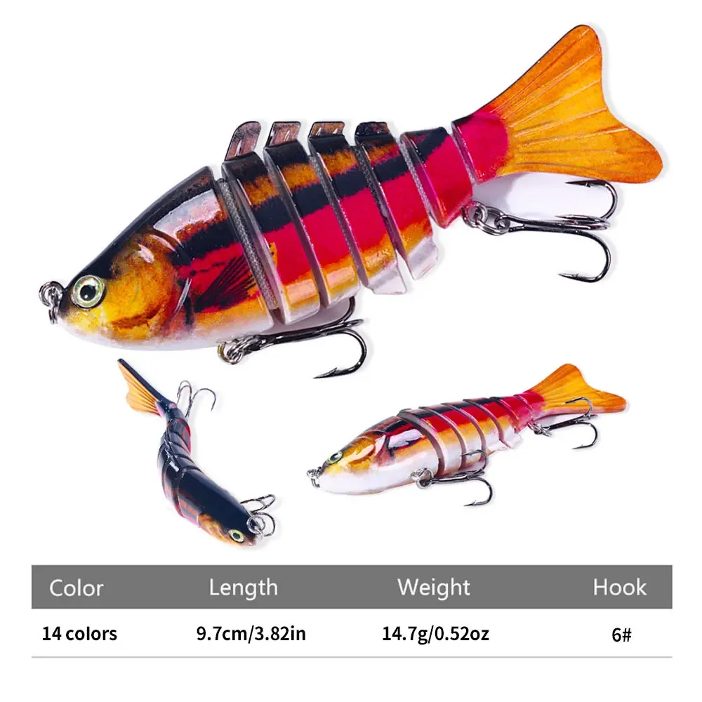 1pc 10cm 15g 7-segement Swimbait Pike Wobblers Crankbait Fishing Lure Multi Jointed Hard Bait Musky Sinking Isca Artificia - imagen 2