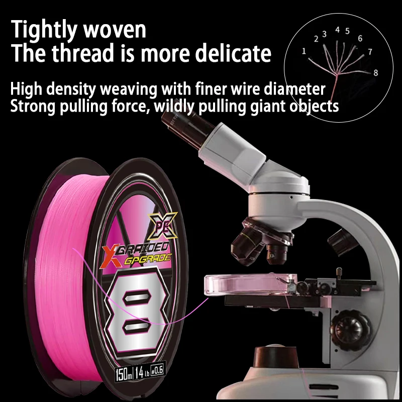 Nuevo G-SOUL Original de Japón X8 150M/200M 8 hilo de pescar rosa trenzado línea de PE de alta resistencia para carrete de pesca de lubina de carpa - imagen 4