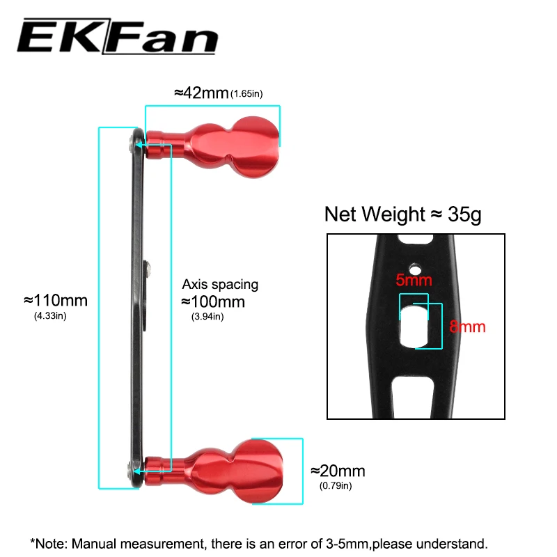 EKFan-MANGO recto de aleación, 110MM, 35G de longitud, 8x5MM, 7x4MM, agujeros para Dawa, Shimno, Bast, carrete de agua de fundición DIY - imagen 5