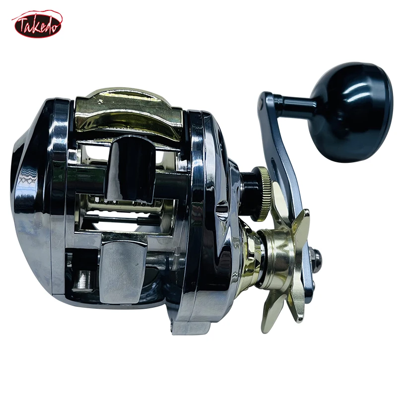 Carretes de pesca de Metal TAKEDO-TX01, relación de engranaje 7,2: 1, arrastre máximo de 12kg, carrete de Baitcasting, rueda de gota de agua para perca de lubina de atún - imagen 3