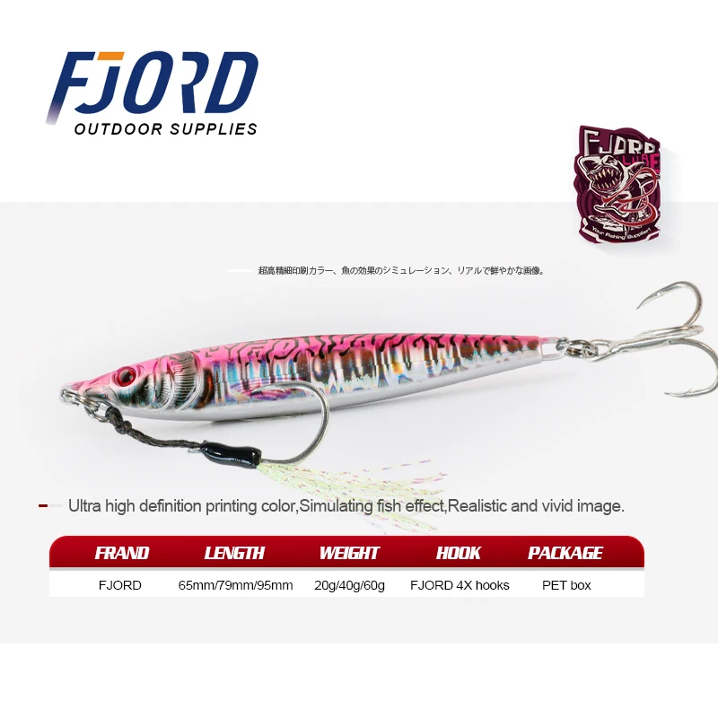FJORD-Plantilla de Metal con impresión 3D, 20g, 30g, 40g, 60g, fundición a tierra, pesca en el mar, trucha, atún, lubina, pesca en agua salada, nuevos suministros de cebo - imagen 3