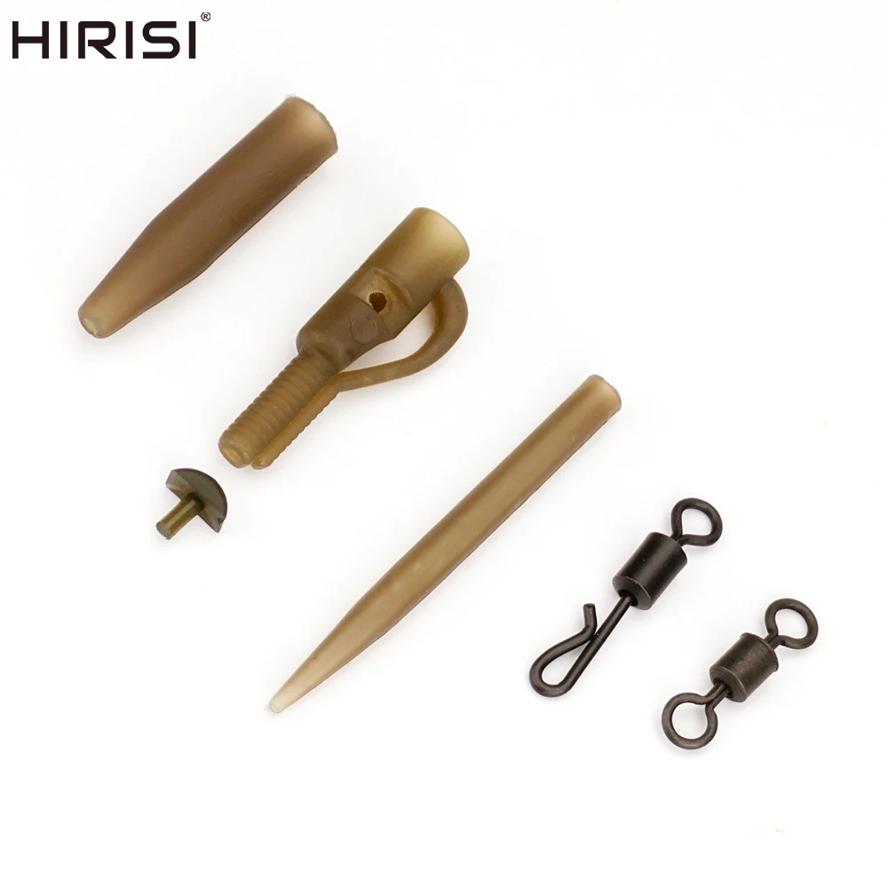 Hirisi-Clip de plomo para pesca de carpa, giratorio de cambio rápido con mangas de goma antienredos, aparejos de pesca, accesorios de pesca M14