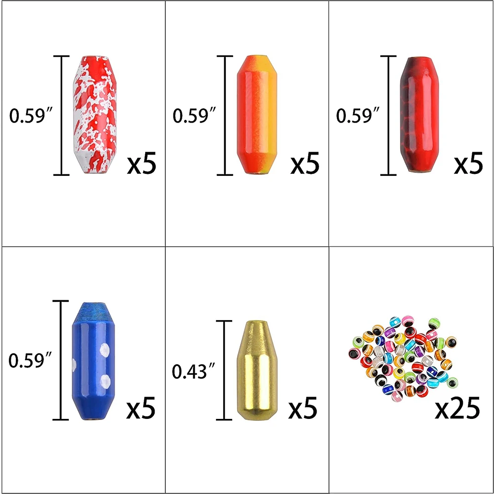 Cuerpos de señuelos giratorios de pesca de 50 piezas, pesas de plomo, señuelo giratorio de latón con cuentas para impuestos, Kit DE FABRICACIÓN de aparejos de Carolina - imagen 2