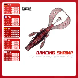 Kingdom Dancing Cebos blandos de camarones 1,8g 3g 63mm 76mm acción flotante Señuelos de pesca artificiales gusano TPE Bass Pike Swimbait 8/10 Uds