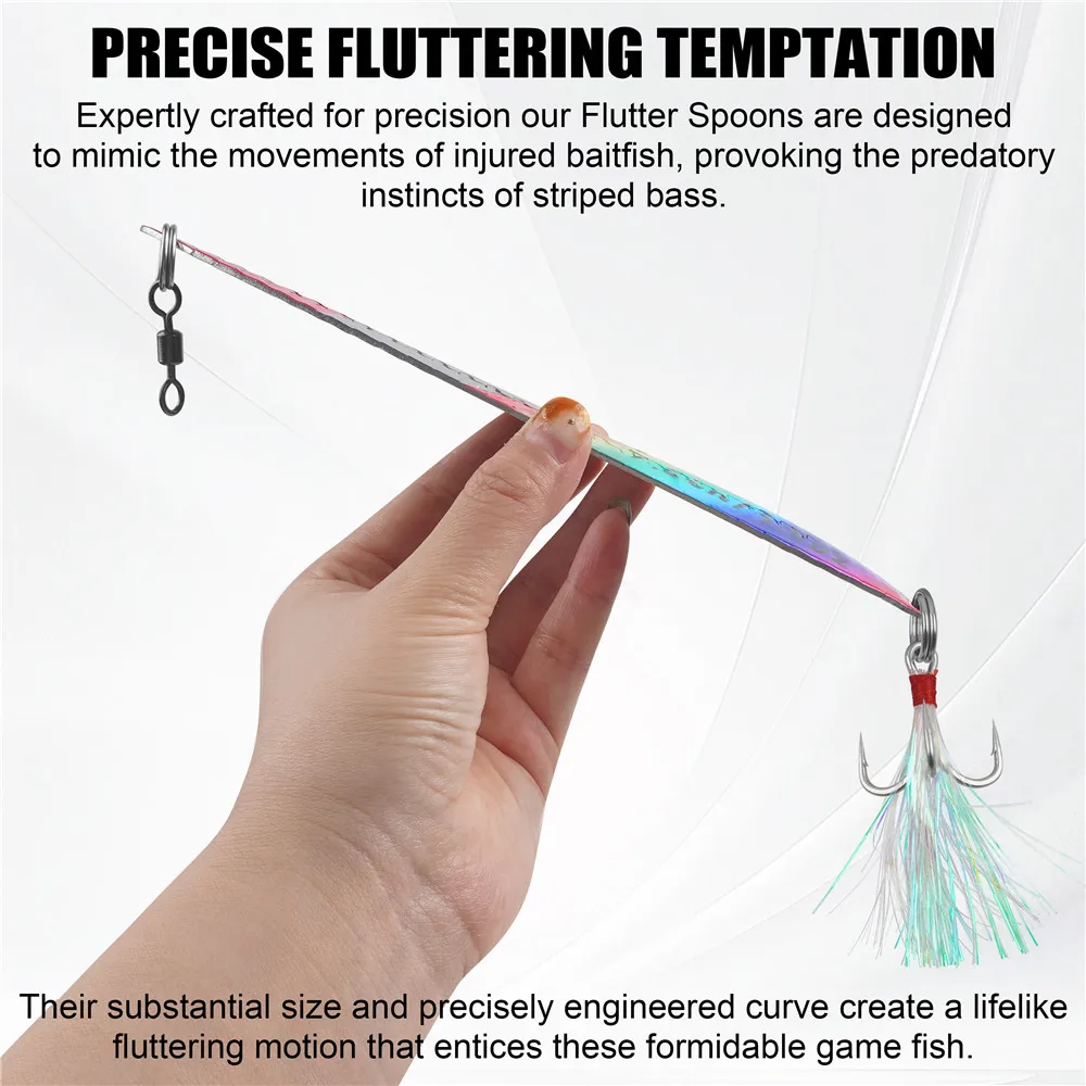 Señuelos de pesca Jigging de aguas profundas, 3 uds., 3,5/4OZ, plantillas de Metal grandes, cebos de cuchara de pesca Striper para lubina a rayas, salmón - imagen 5