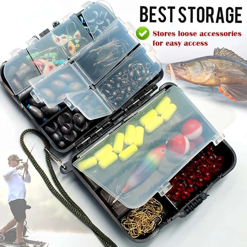 TAKBAS 1 pieza pequeña caja de aparejos de pesca, organizador portátil de plástico, ganchos señuelo cebos caja de almacenamiento contenedores para almacenar plantilla giratoria - imagen 5