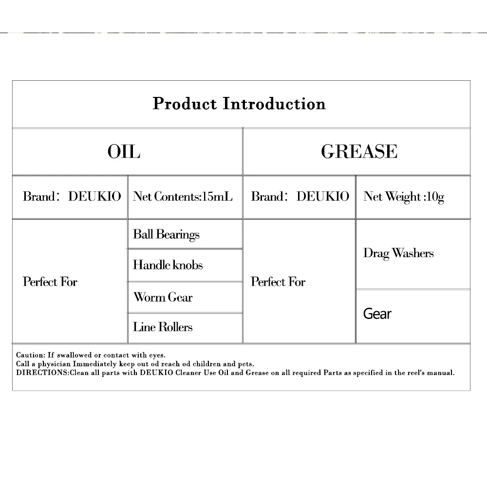 DEUKIO 2 unids/set carrete de pesca aceite lubricante grasa carrete mantenimiento aceite grasa piñón de Metal rodamiento lubricante herramienta de pesca - imagen 5