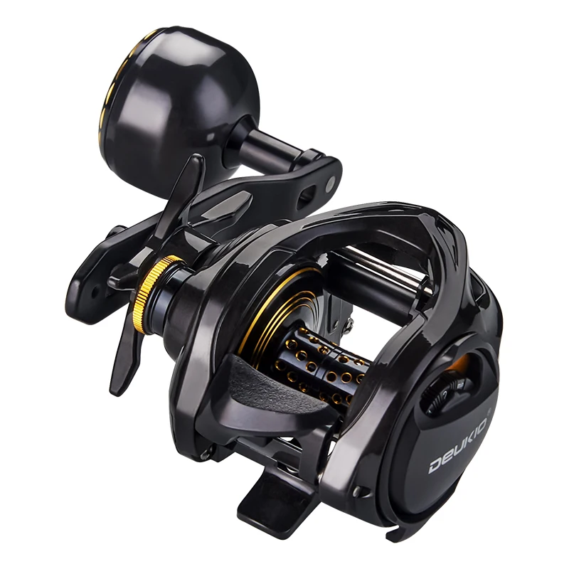 Carrete DEUKIO Baitcasting 16KG arrastre 6 + 1 rodamiento 6,3: 1 relación de engranaje Drag Clicker más largo mango de potencia única carrete de pesca Baitcaster - imagen 2