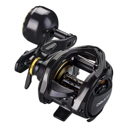 Carrete DEUKIO Baitcasting 16KG arrastre 6 + 1 rodamiento 6,3: 1 relación de engranaje Drag Clicker más largo mango de potencia única carrete de pesca Baitcaster