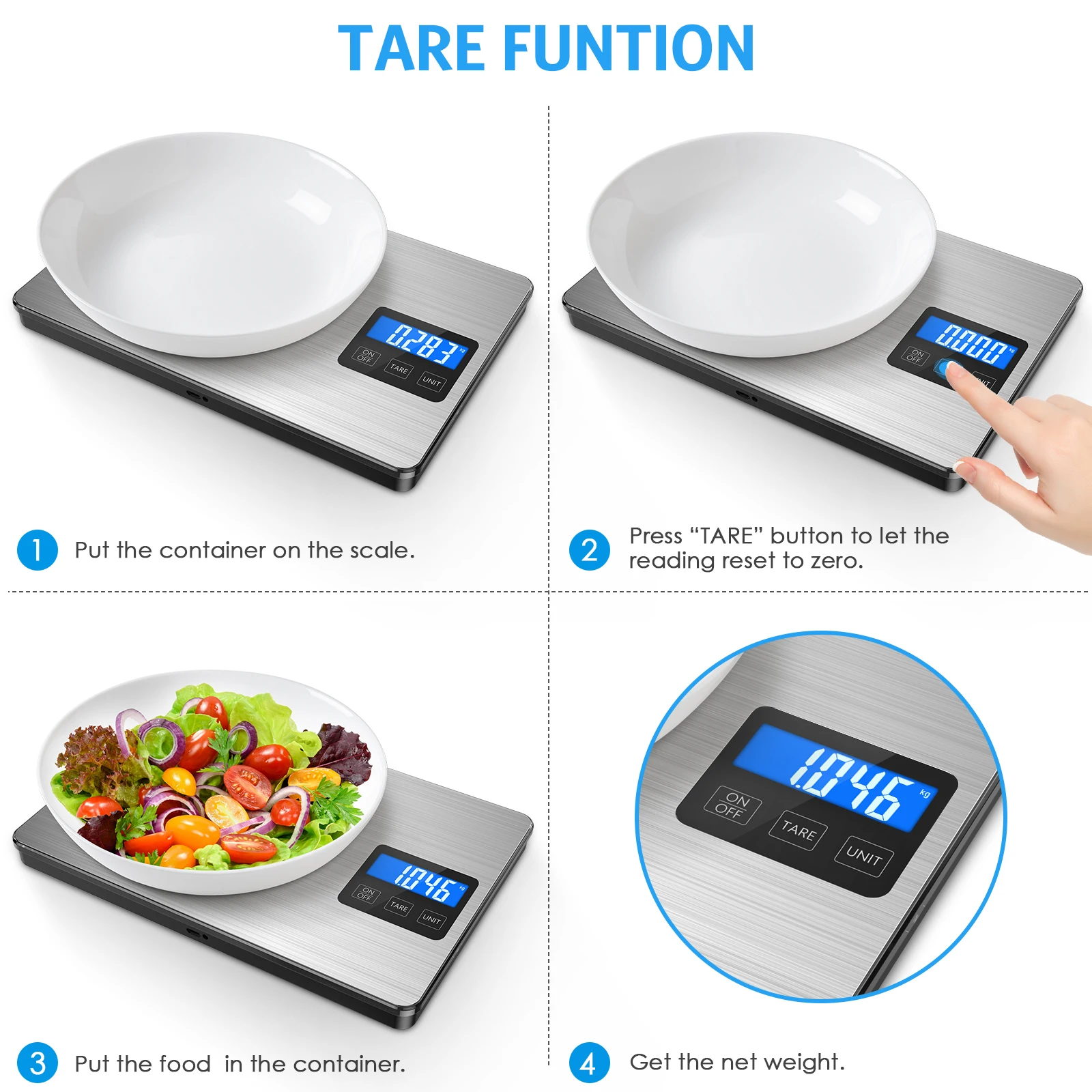 Báscula Digital de Cocina 15 kg – Recargable con Pantalla LCD - imagen 3