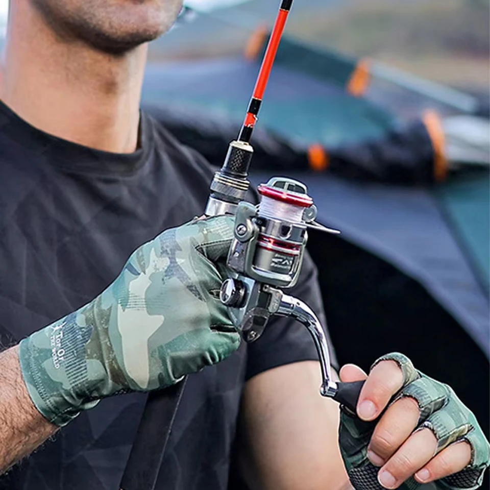 WALK FISH 1 par de guantes de pesca medio dedo transpirable antideslizante de secado rápido protección solar profesión verano pesca al aire libre - imagen 5