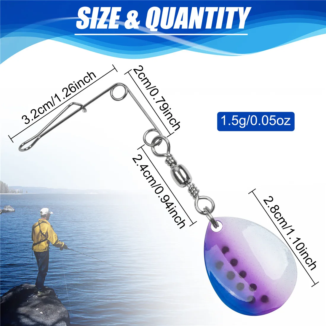 Cuchillas giratorias de pesca, 12 piezas, Spinnerbait, suministros de accesorios para hacer señuelos, señuelos de lubina, aparejos de pesca - imagen 4