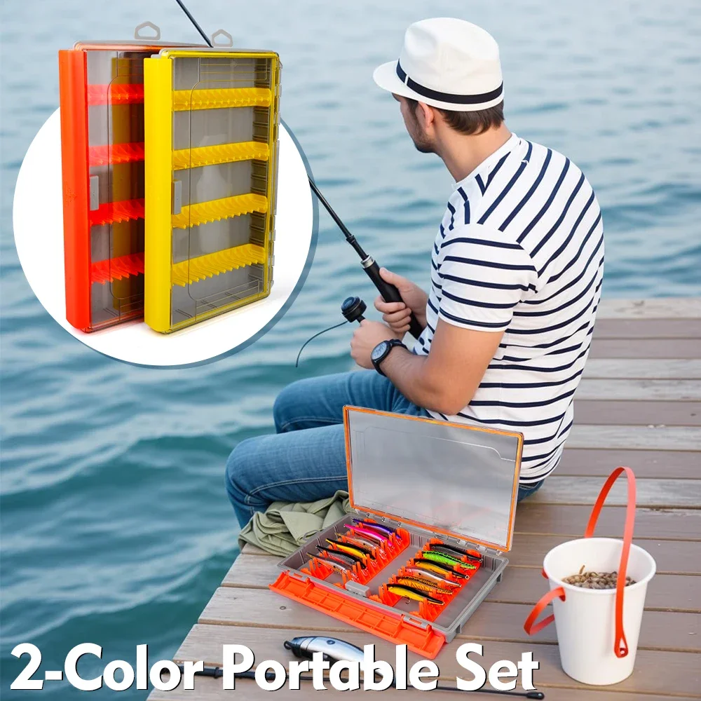 Proberos 1pc Fishing Tackle Storage Box Jig Bladed Multiple Lure Organizer Case Lure Box Orange And Yellow - imagen 4