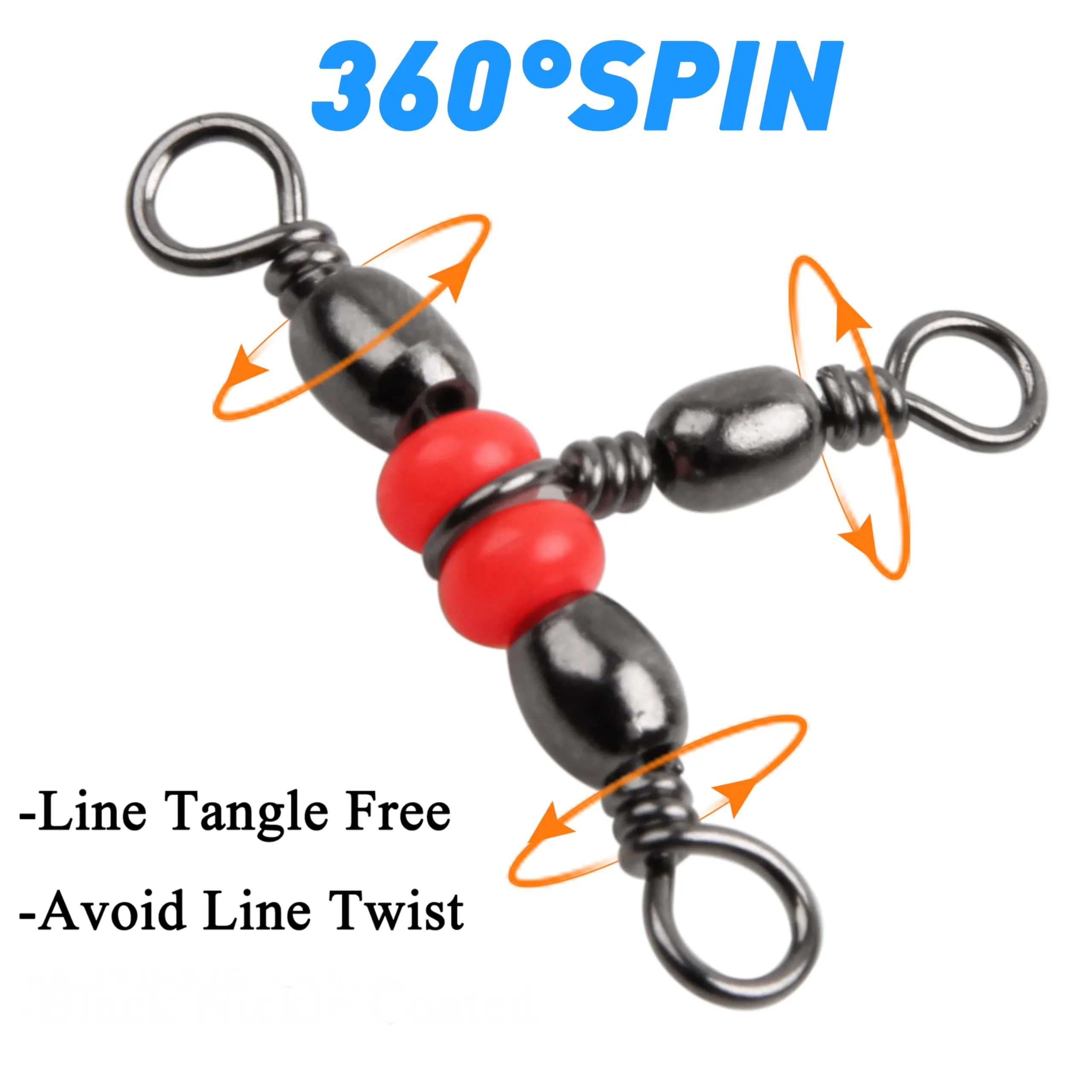 100 unids/caja 3 conector de pesca de tres vías giratorios en forma de T barril giratorio anillo a presión línea cruzada anzuelo señuelo aparejos de pesca - imagen 4