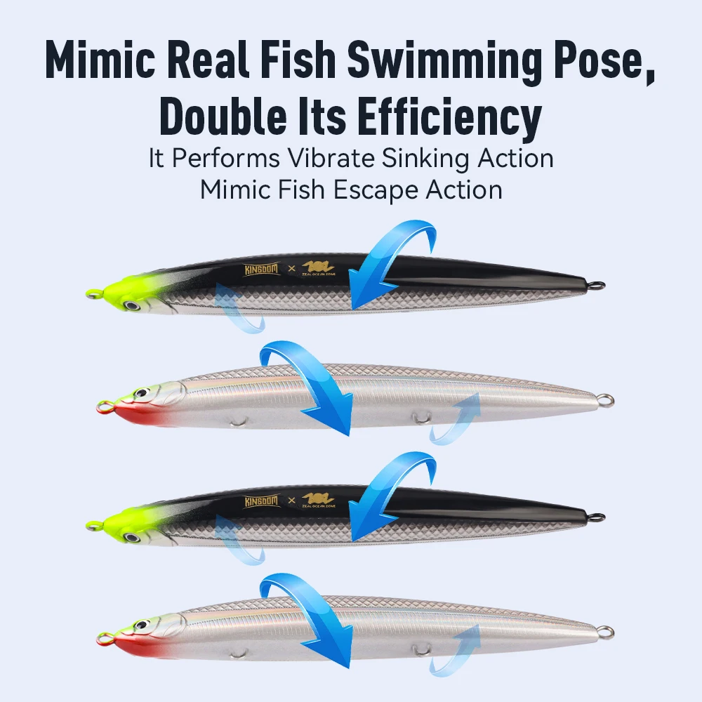 Kingdom Pencil-señuelo de pesca que se hunde, 120mm, 26,5g, cebo de pesca curricán de agua salada, Wobbler duro Artificial, aparejos de pesca de lubina y trucha - imagen 5