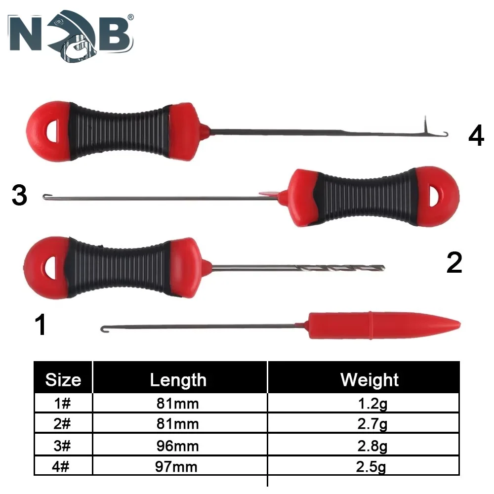 Boilie de pesca de carpa, taladro de cebo, aguja de cebo, puerta, Pellet, aparejos de pelo, herramientas de empalme, accesorios de carga, 1-4 Uds. - imagen 3