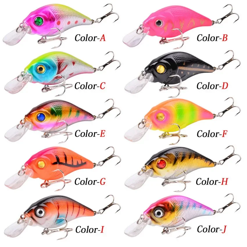 Señuelos duros VIB de 1 piezas, 7,5 cm, 10,2g, anzuelos triples, Crankbait, Wobblers, aparejos de pesca, 3DEyes - imagen 3
