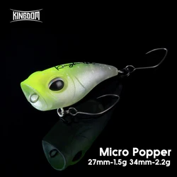 Kingdom Micro Expert Popper señuelo 1,5g 27mm 2,2g 34mm Artificial flotante Crankbait Topwater Wobbers duros para pesca de trucha lubina