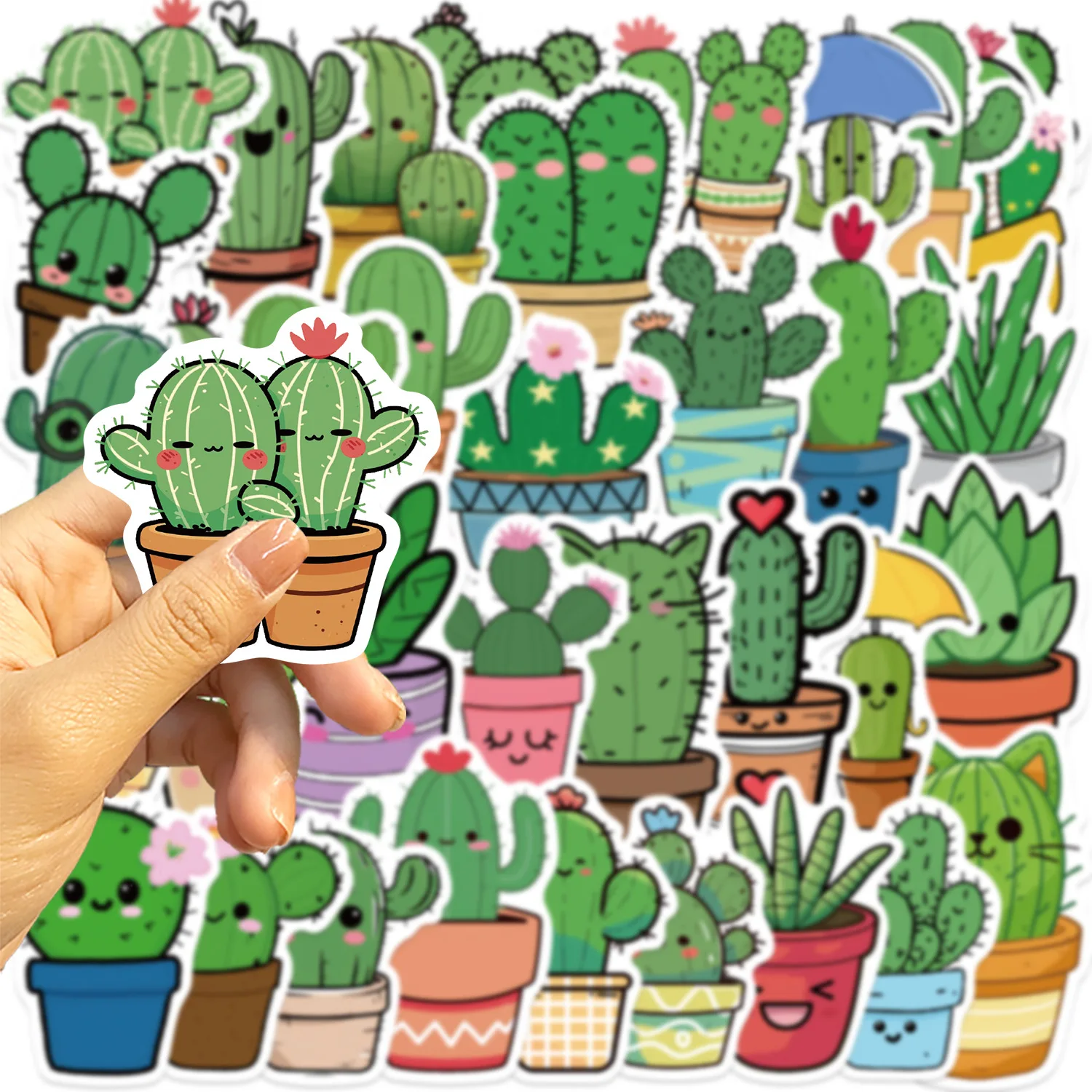 50 Uds. De pegatinas con purpurina de película de estrella de Graffiti de Cactus y plantas bonitas, juguetes para niños, portátil, móvil, equipaje, álbum de recortes, monopatín, pegatina creativa - imagen 5