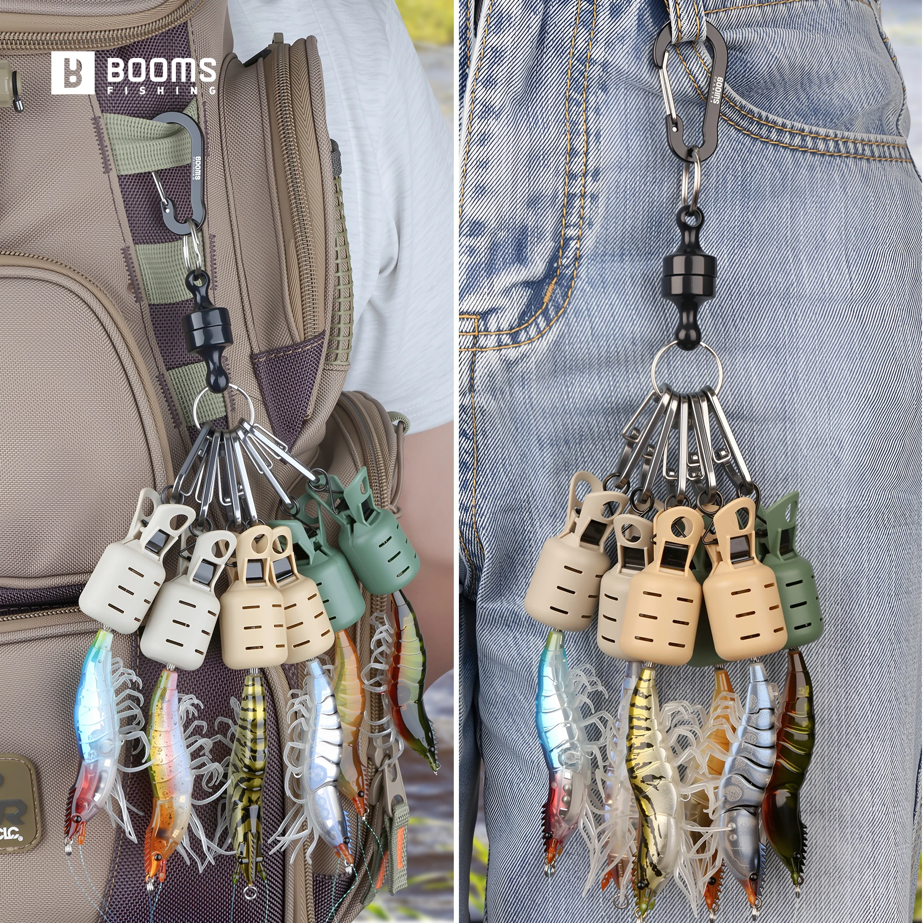 Booms Fishing HC1 Kit Protector de cebo de plantilla de calamar 5cm 6 uds anzuelos de pulpo mosquetón de funda de cebo con hebilla accesorios de herramientas de pesca - imagen 5