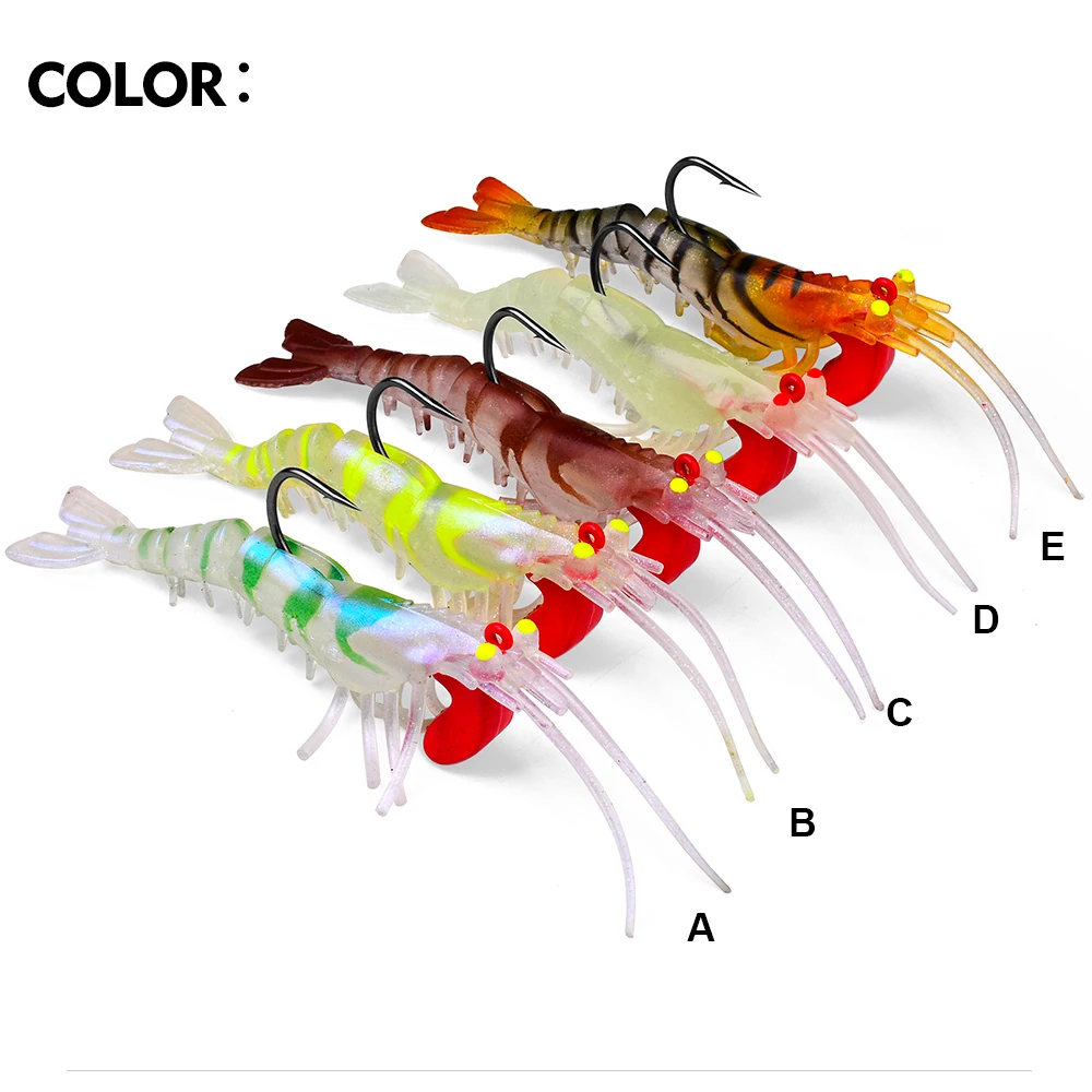PROBEROS-cebos luminosos de silicona para camarones, cebos biónicos suaves de 6g-12, 5g-18, 5G, Swimbait con anzuelo Jigging Wobblers, 5 unidades - imagen 4