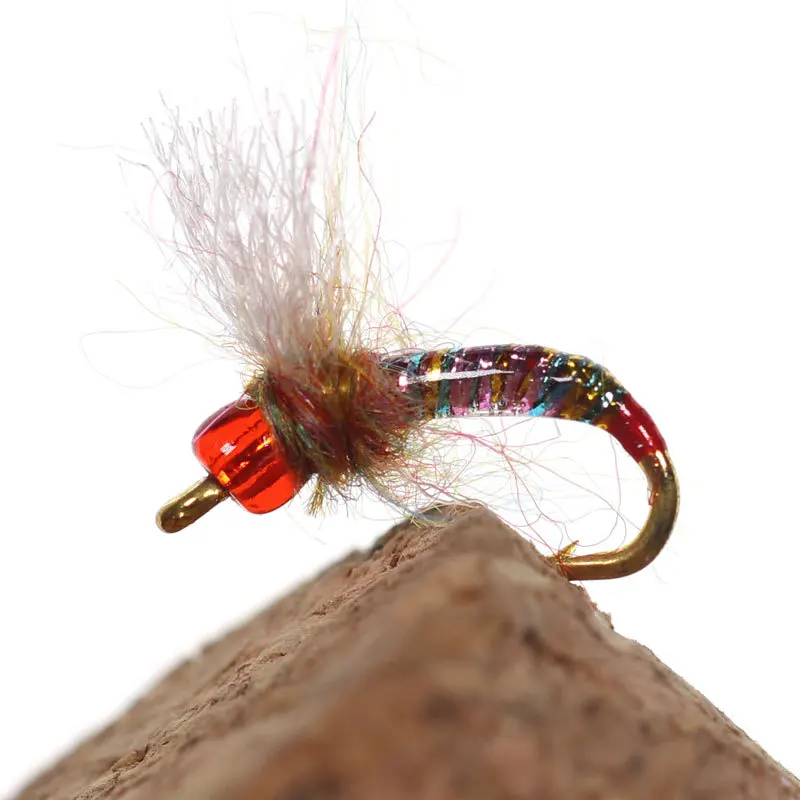 Señuelo de pesca con mosca, 5 piezas, cabeza de cuentas de Ninfa, hundimiento rápido, mosca seca, lubina, trucha, Serpentina, pegamento UV, cebo, gancho 16 # - imagen 2