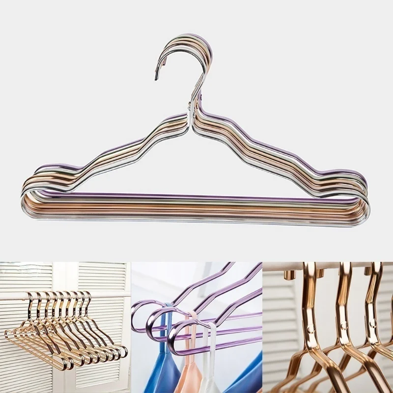 5 unids/set perchero para ropa de traje, estante para ropa de aleación de aluminio para adultos, colgador de ropa de Metal sin costuras, organizador de armario, suministros para el hogar - imagen 3