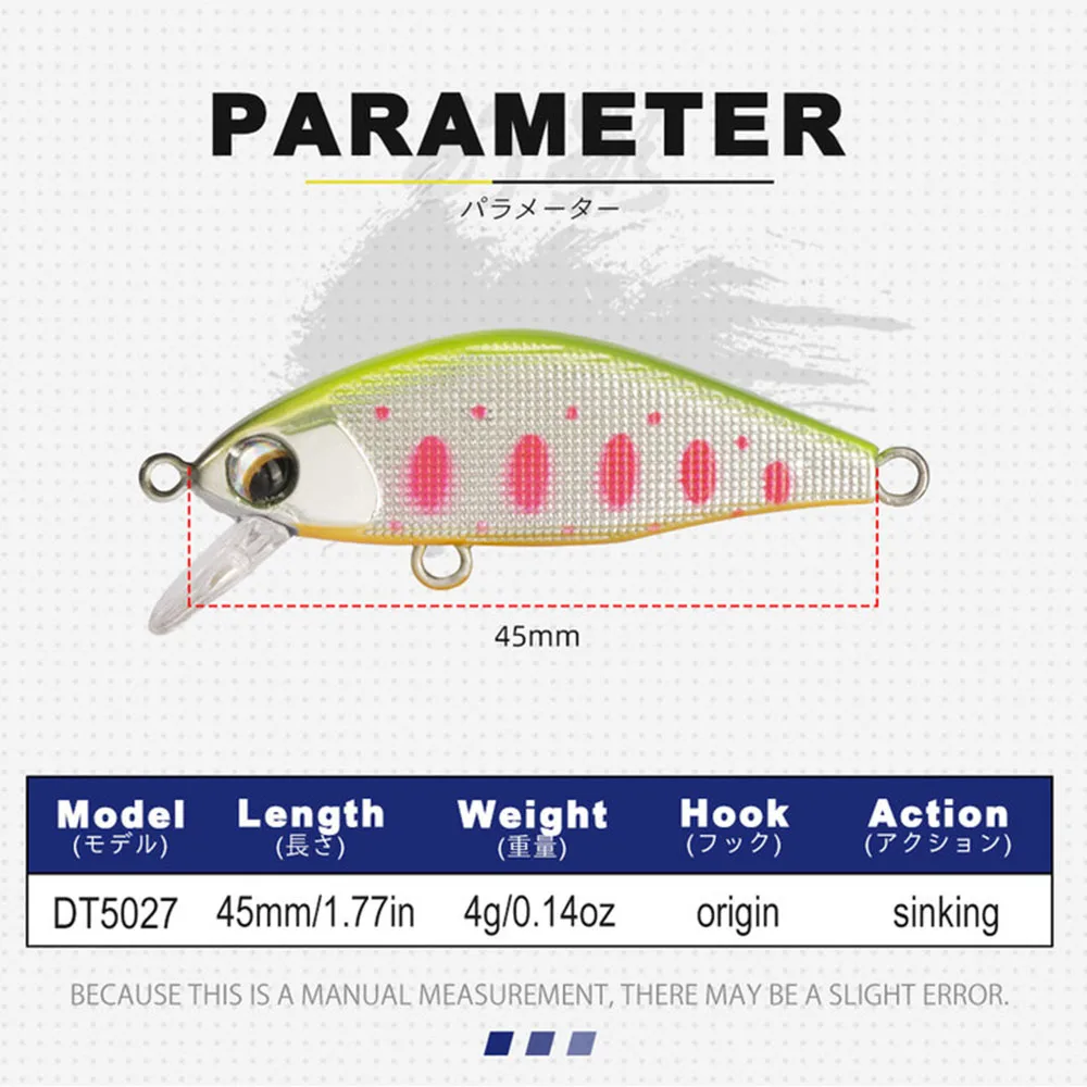 D1 Minnow Señuelos de Pesca de 45mm 4g, cebos duros de hundimiento, trucha Artificial, Mini Wobblers para Pesca de perca, Bass Stream, aparejos de Pesca - imagen 3