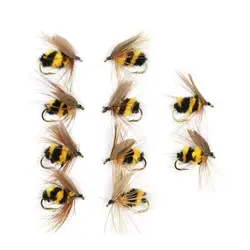 Mosca artificial abejorro con anzuelos triples para trucha