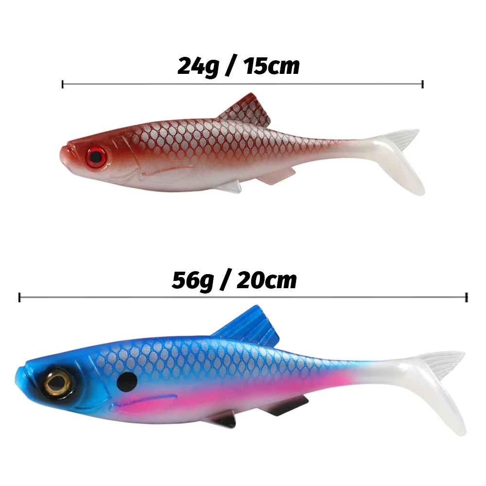 Kit de Señuelos blandos grandes, 24g, 56g, equipo de Pesca, aparejos de cola 3D, Swimbait de silicona, juego de Pesca de agua dulce y salada, cebo Artificial, 1-2 uds. - imagen 2